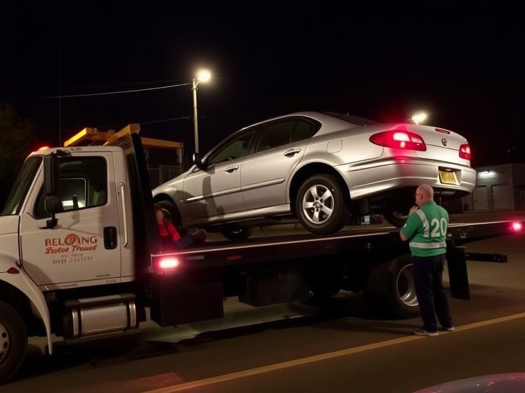 Professional tow truck assisting broken down vehicle in Baton Rouge