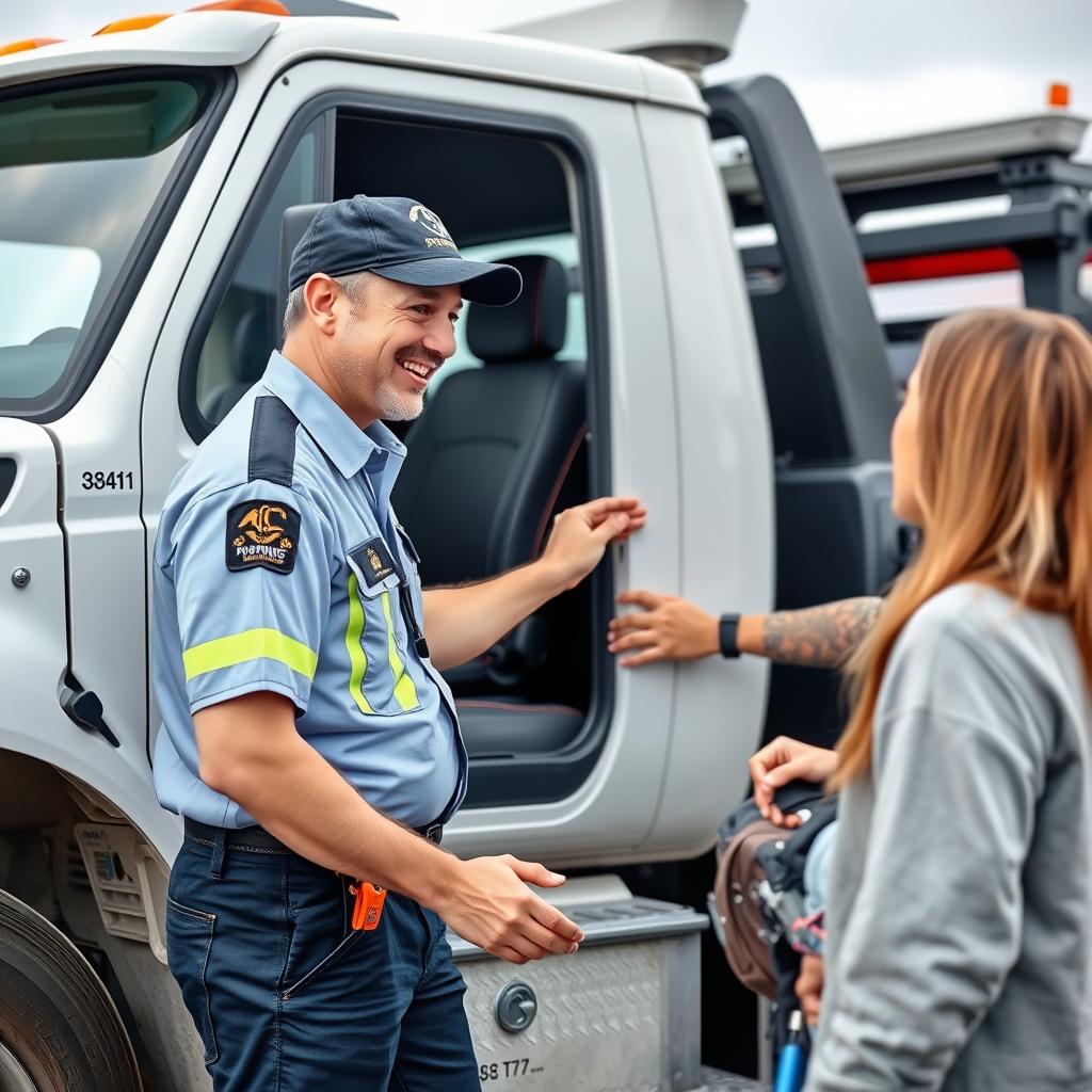 Professional tow truck operator in Birmingham providing roadside assistance