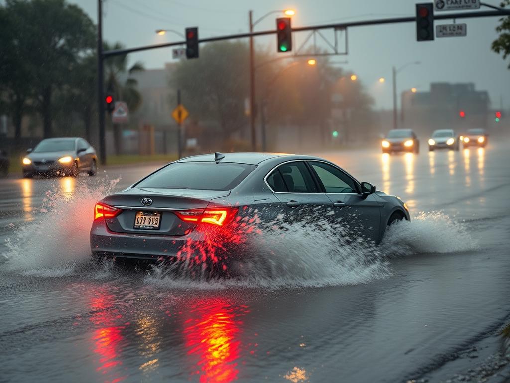 Rainy conditions on Fort Worth roads