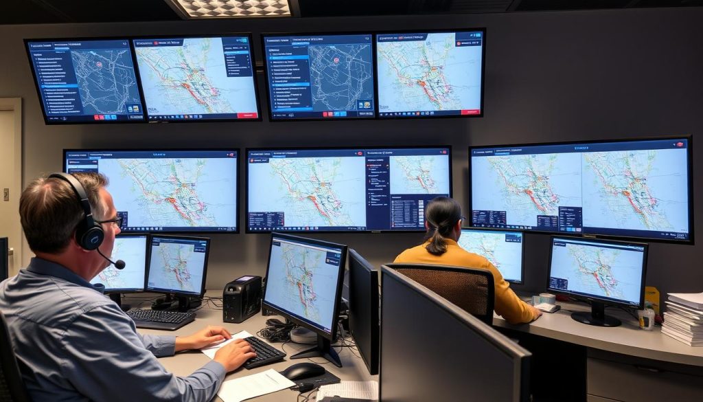 Roadside assistance dispatch center in Buena Park coordinating emergency response