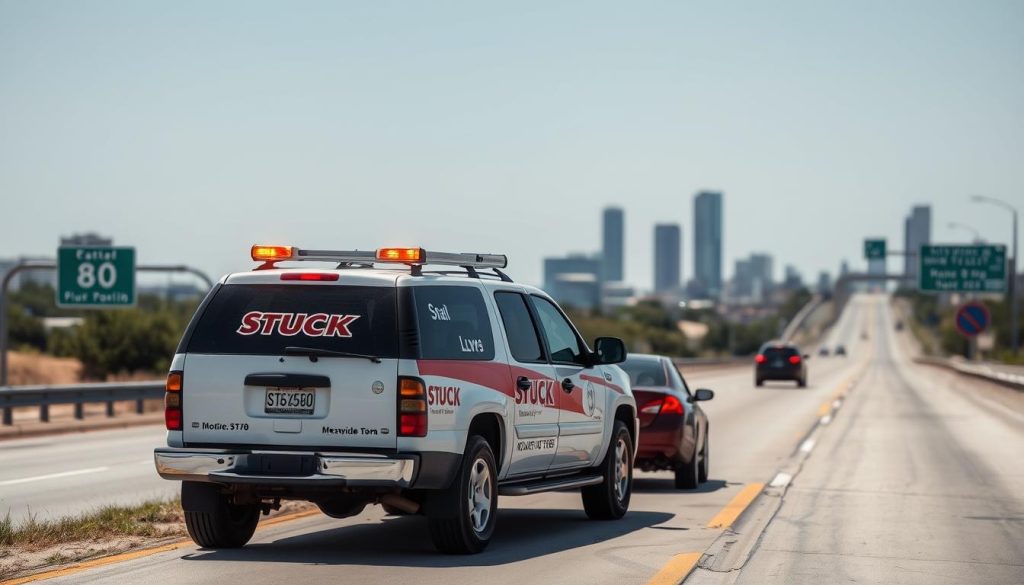 Roadside assistance vehicle on a Mesquite, Texas highway