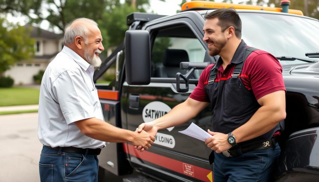 Satisfied customer with tow truck service in Baton Rouge