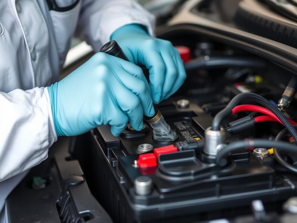 Technician performing preventative battery maintenance in San Diego