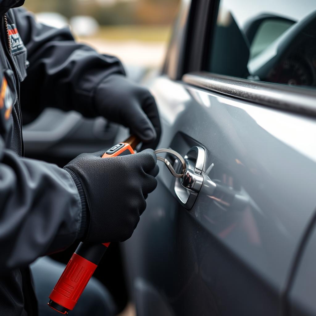 Technician unlocking a car door in Tuscaloosa