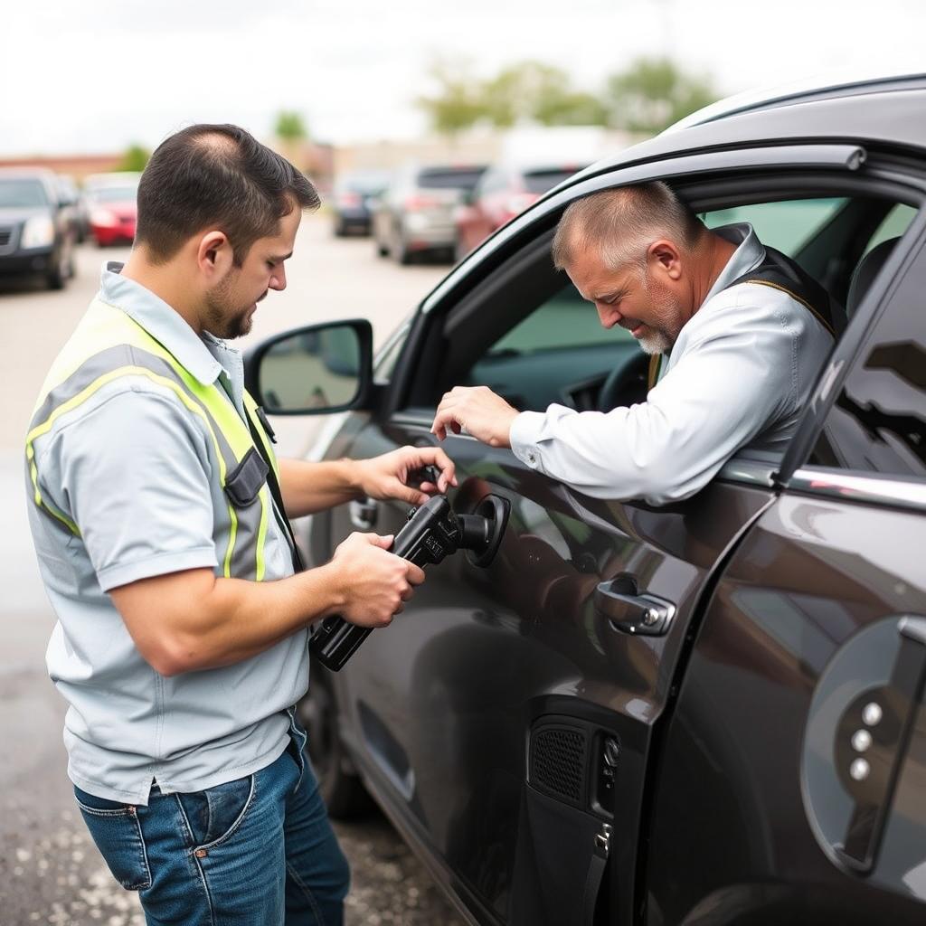 Technician unlocking a vehicle for a locked-out driver in Killeen