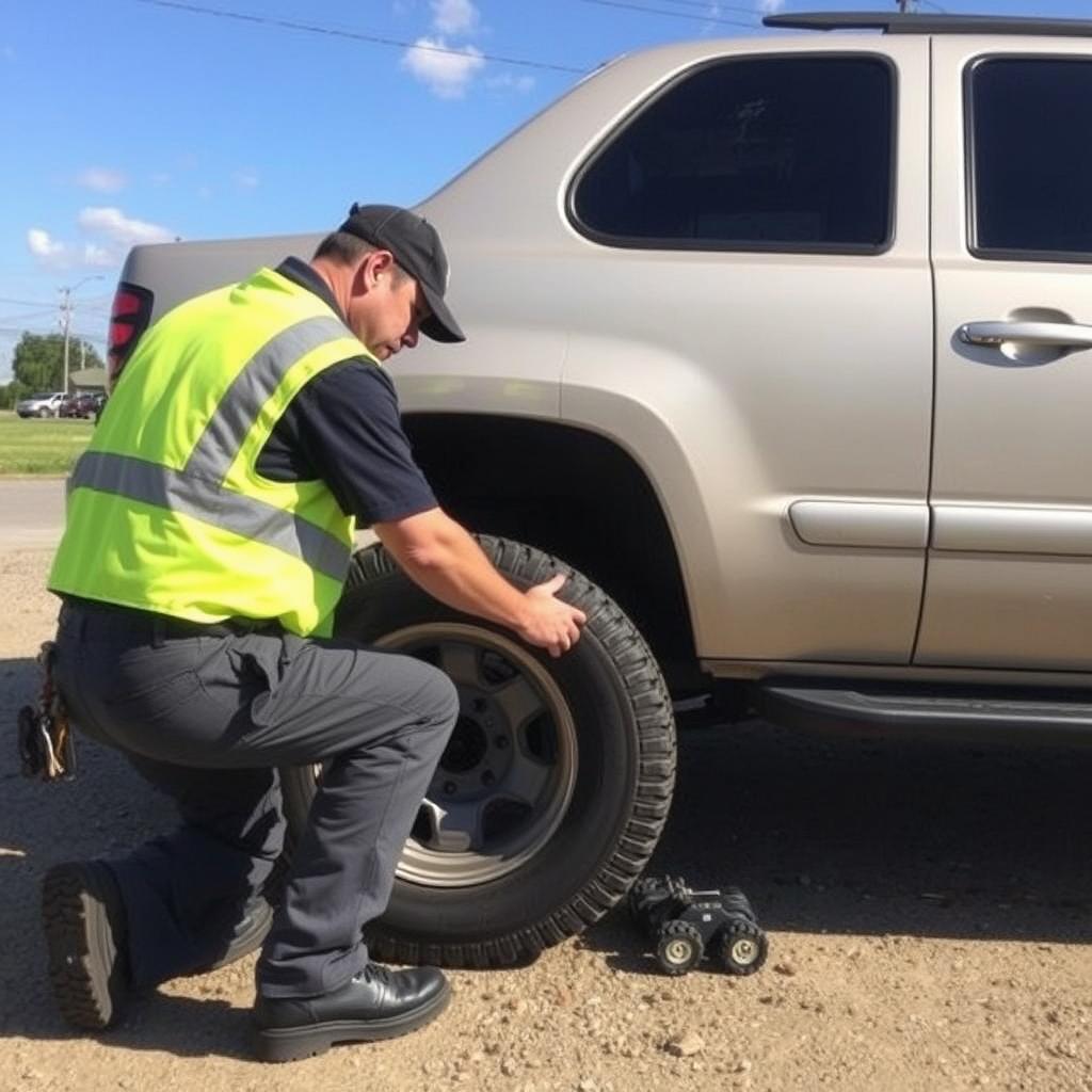 Tire change service in Longview, Texas
