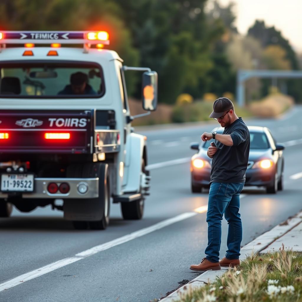 Tow truck arriving quickly to help stranded motorist in Antioch