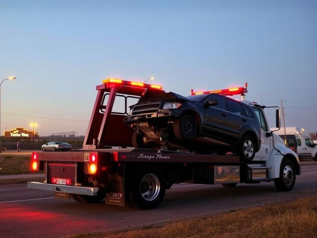 Tow truck assisting a broken-down vehicle in Amarillo