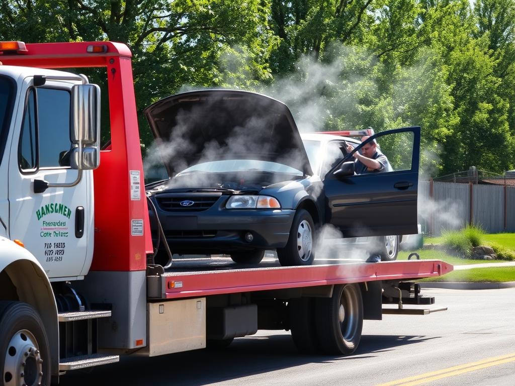 Tow truck helping with overheated engine in Bozeman - cheap $50 towing service