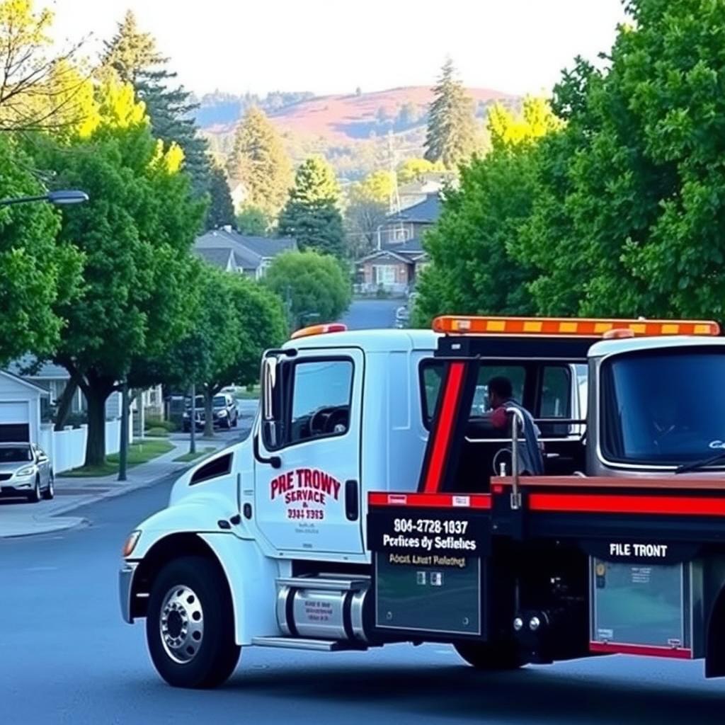 Tow truck in North Berkeley neighborhood