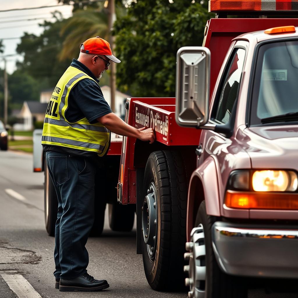 Tow truck providing roadside assistance in Baton Rouge