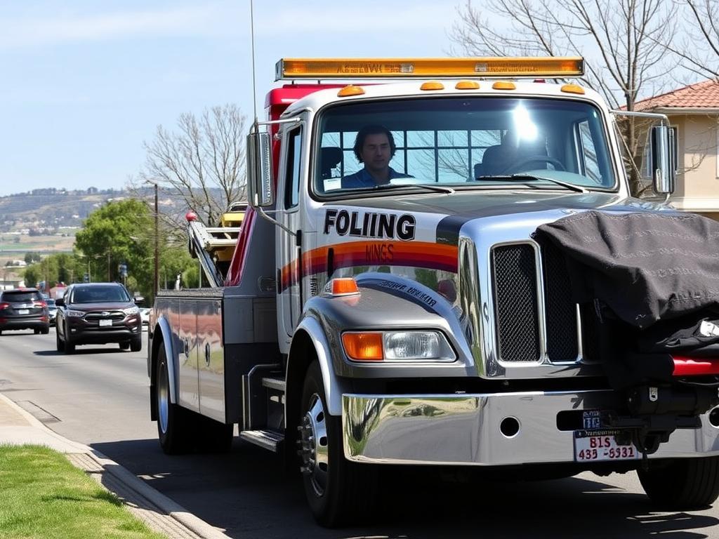 Tow truck providing roadside assistance in Folsom, California