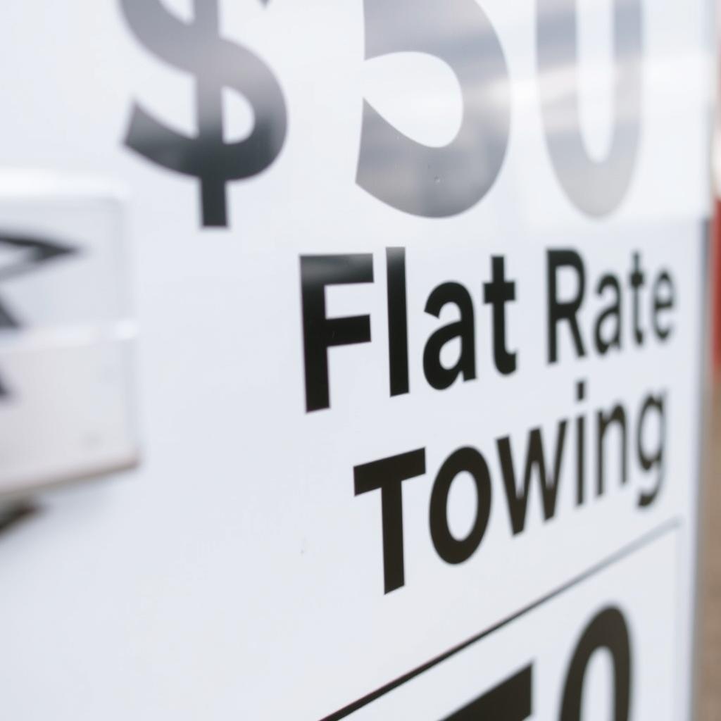 Transparent pricing sign for cheap $50 towing service in Beloit