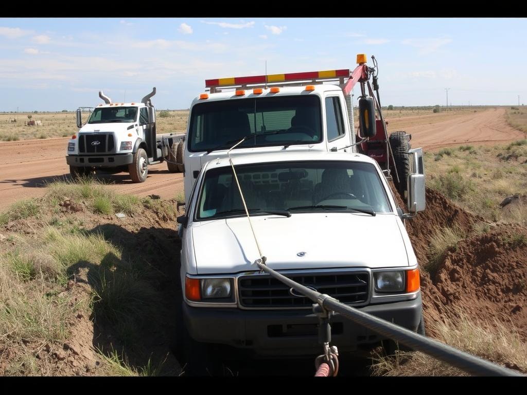 Vehicle recovery from a ditch in Amarillo