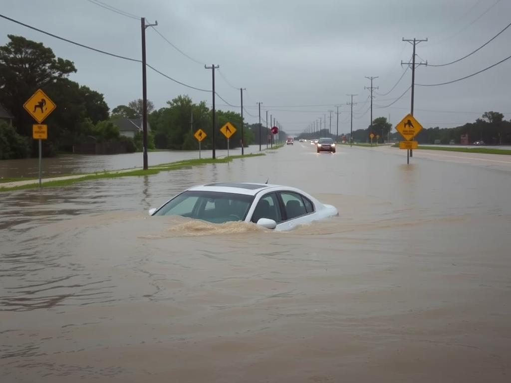 Vehicle stranded in Georgetown flash flood waters near San Gabriel River