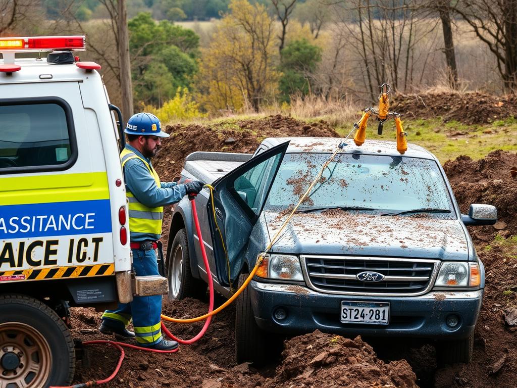 Winch-out recovery service as part of roadside assistance in Birmingham, Alabama