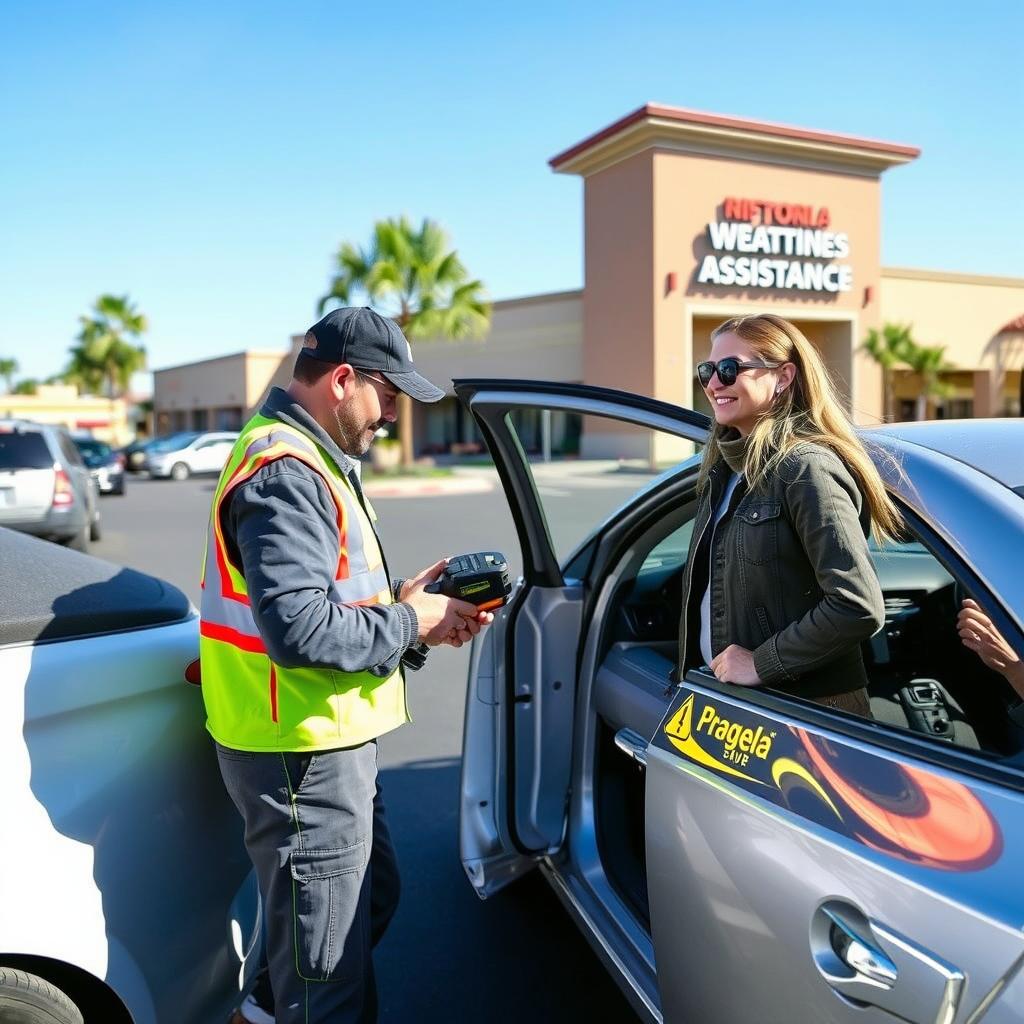 Car lockout service being performed in West Covina