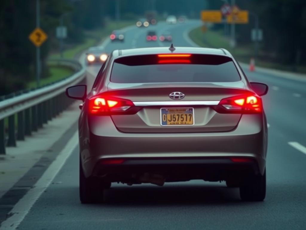 Car with hazard lights on safely pulled over on Cleveland roadside