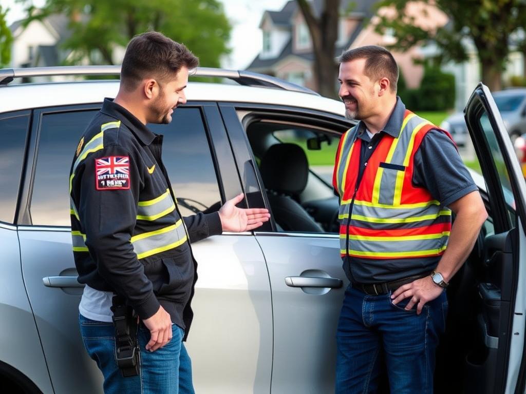 Customer receiving roadside assistance service in Columbus, Ohio