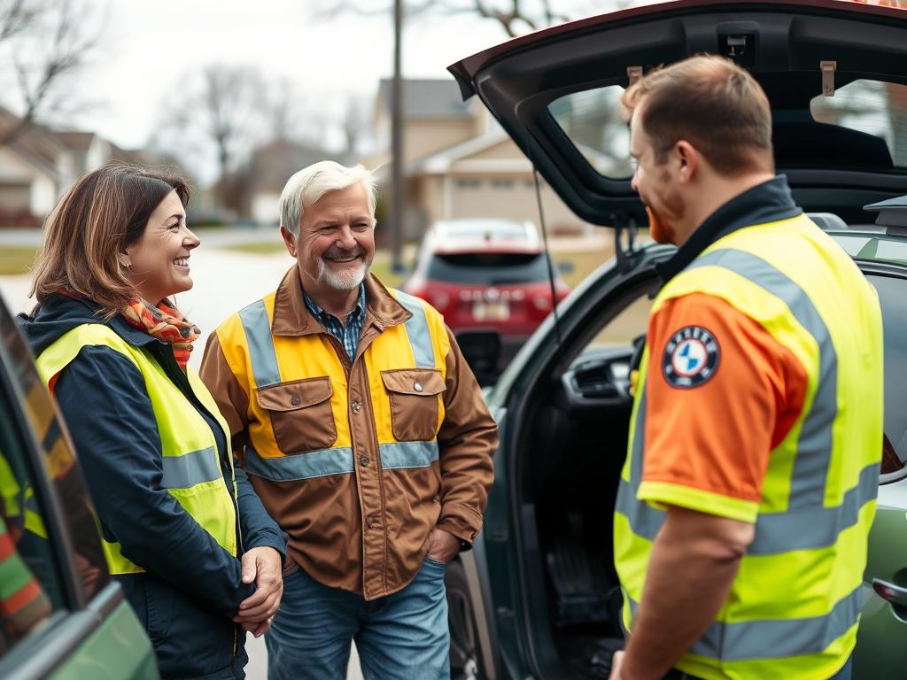 Customer receiving roadside assistance service in Grand Island, Nebraska