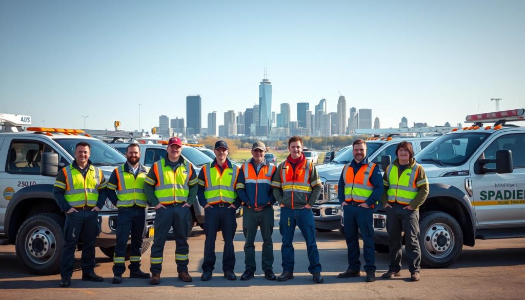 Des Moines roadside assistance team with service vehicles
