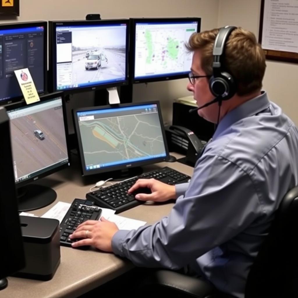 Dispatcher coordinating roadside assistance in Clarksville, Tennessee