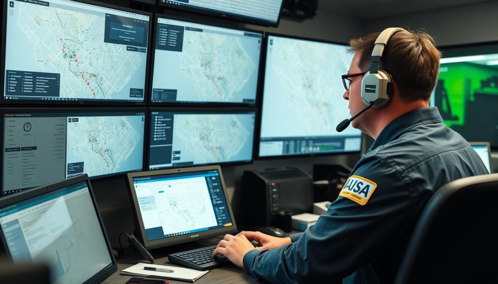 Dispatcher coordinating roadside assistance in DC