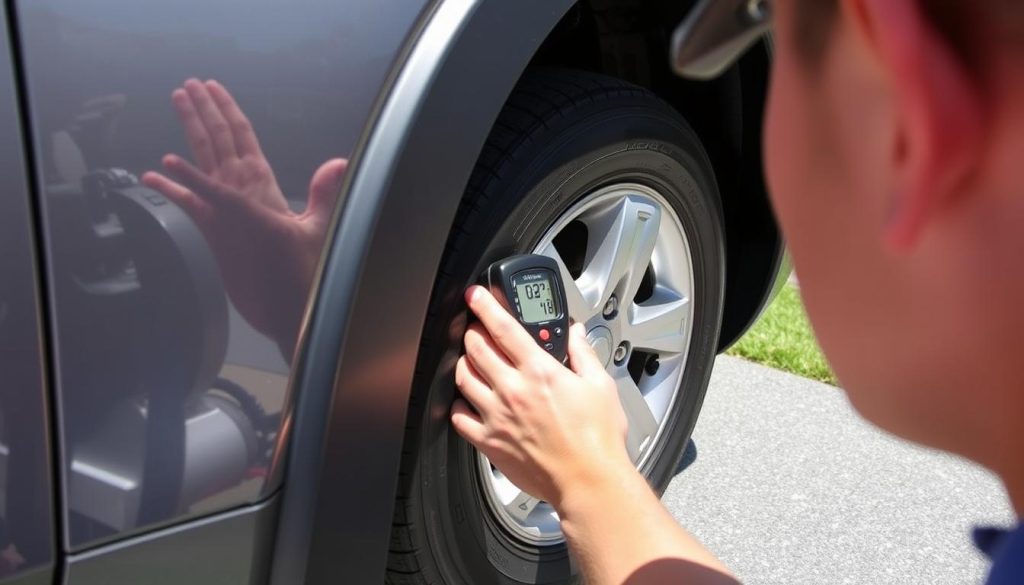Driver checking vehicle before trip in Jacksonville, Florida