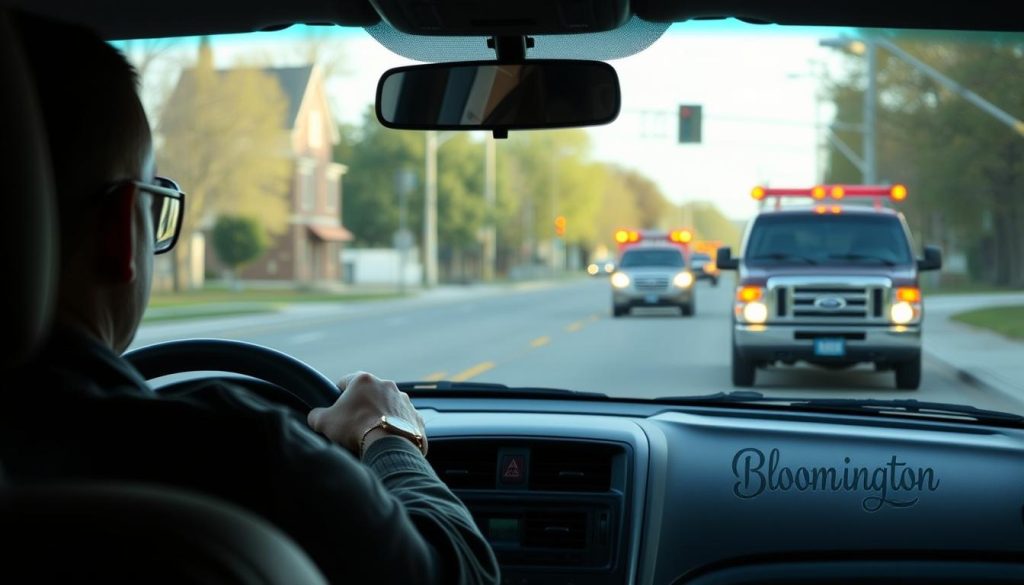 Driver waiting safely for roadside assistance in Bloomington, Indiana