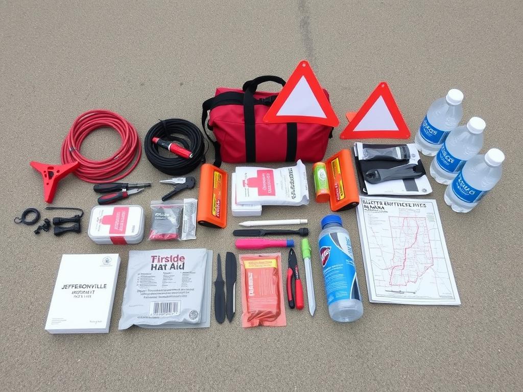 Emergency roadside kit for Jeffersonville drivers with essential items