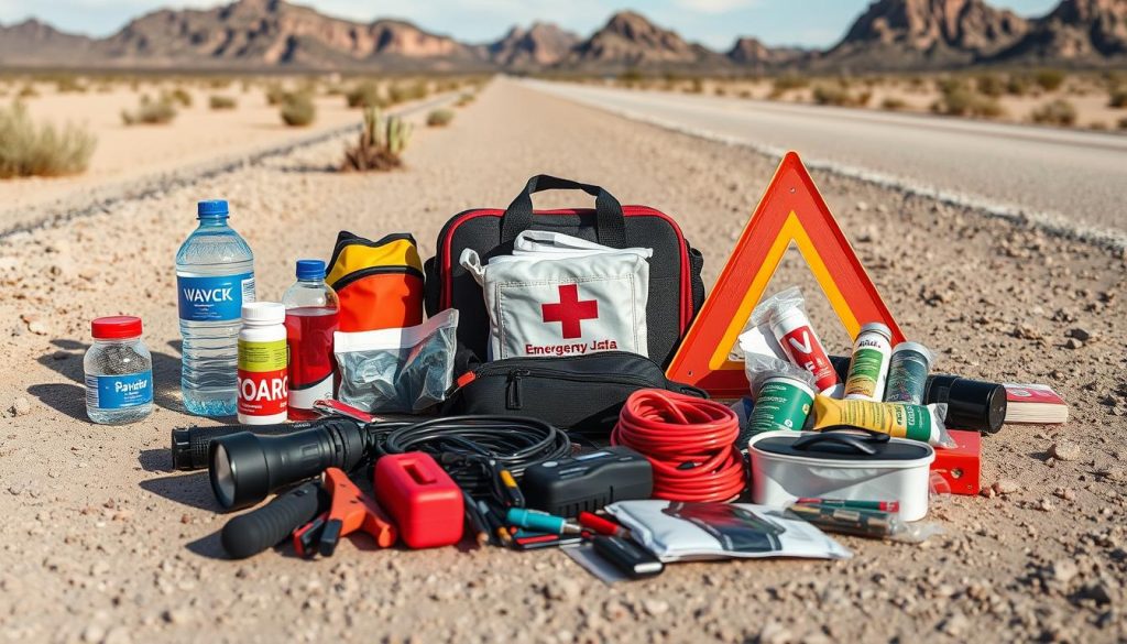 Emergency roadside kit for desert travel in Yuma, Arizona