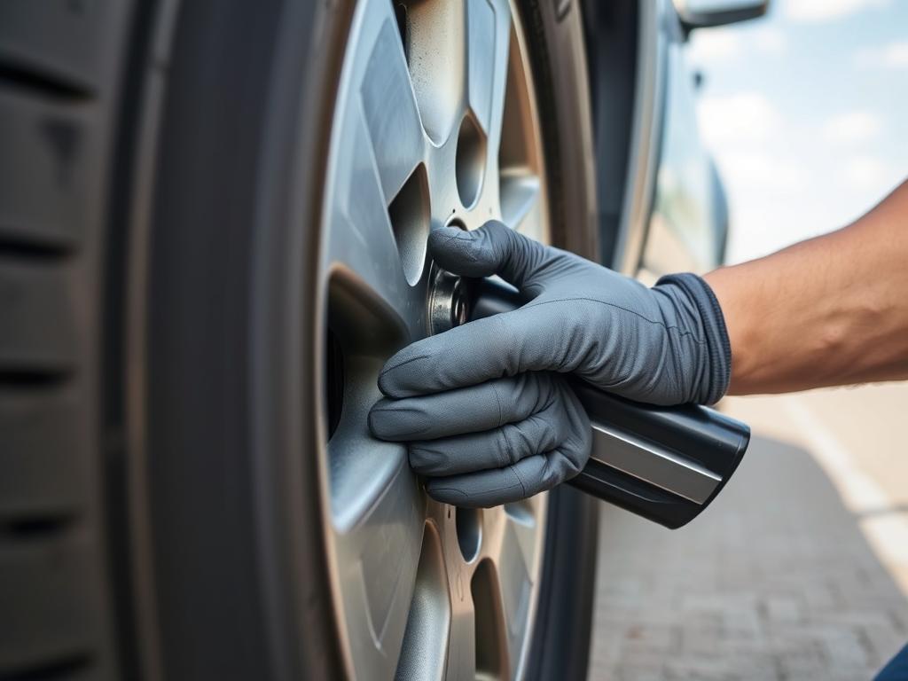 Flat tire being changed by roadside assistance in Des Moines, Iowa