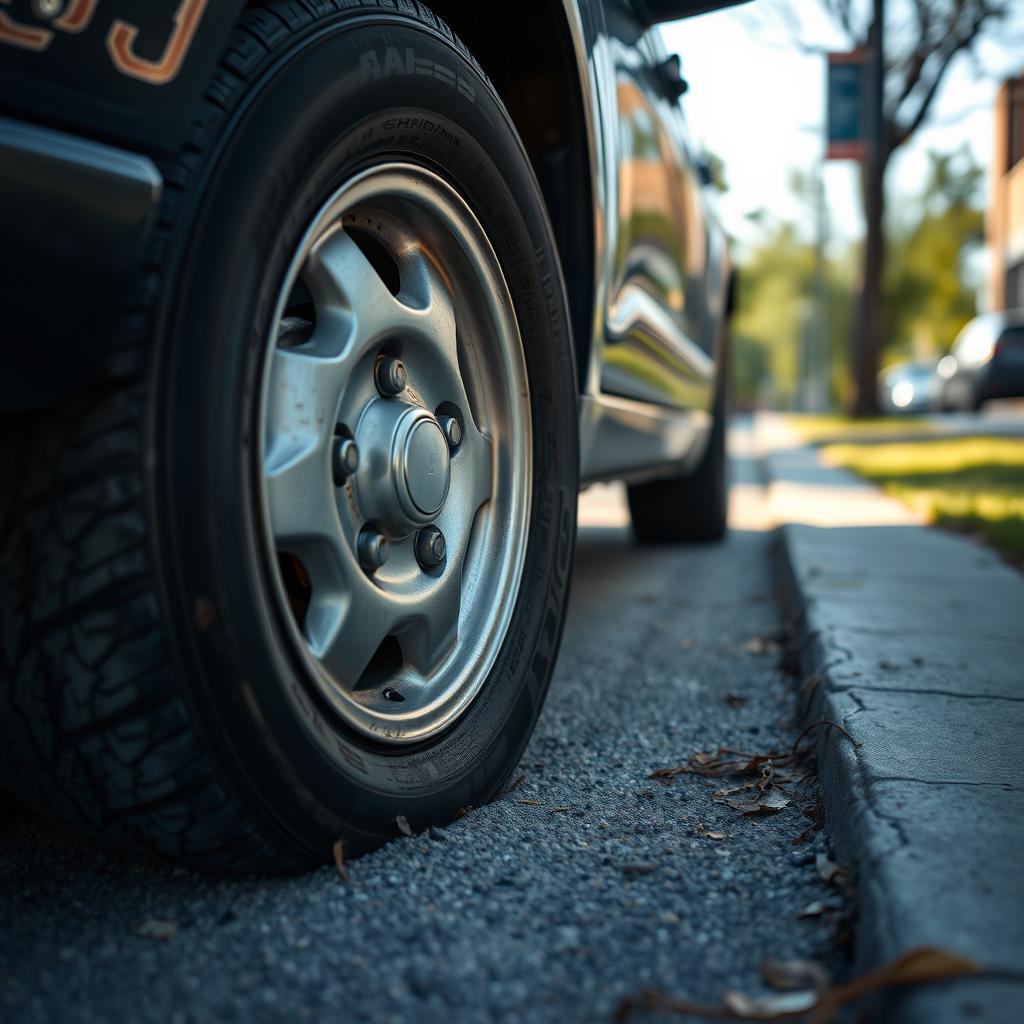 Flat tire on a vehicle in Bloomington, Indiana