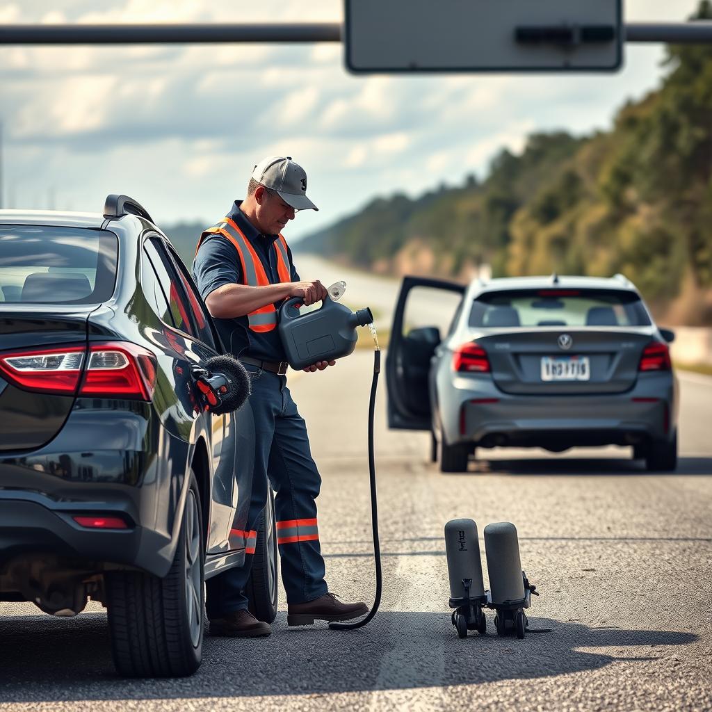 Fuel delivery service on a Charleston highway