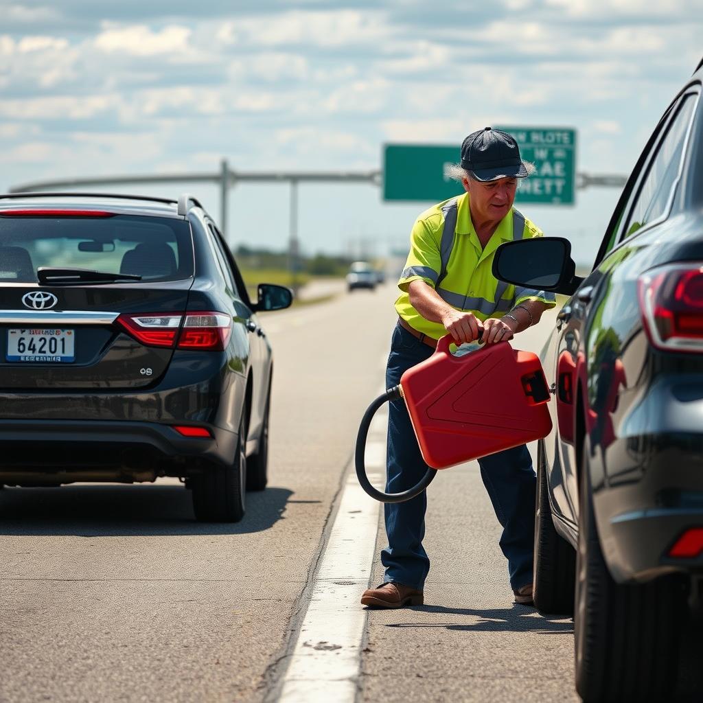Fuel delivery service on highway near Muskogee, Oklahoma
