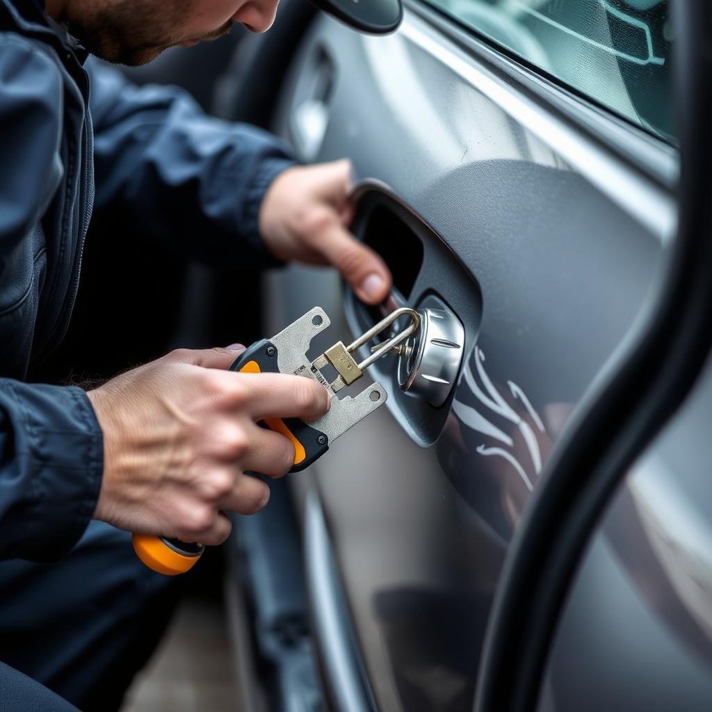 Lockout service being performed on a vehicle in Lee's Summit, Missouri