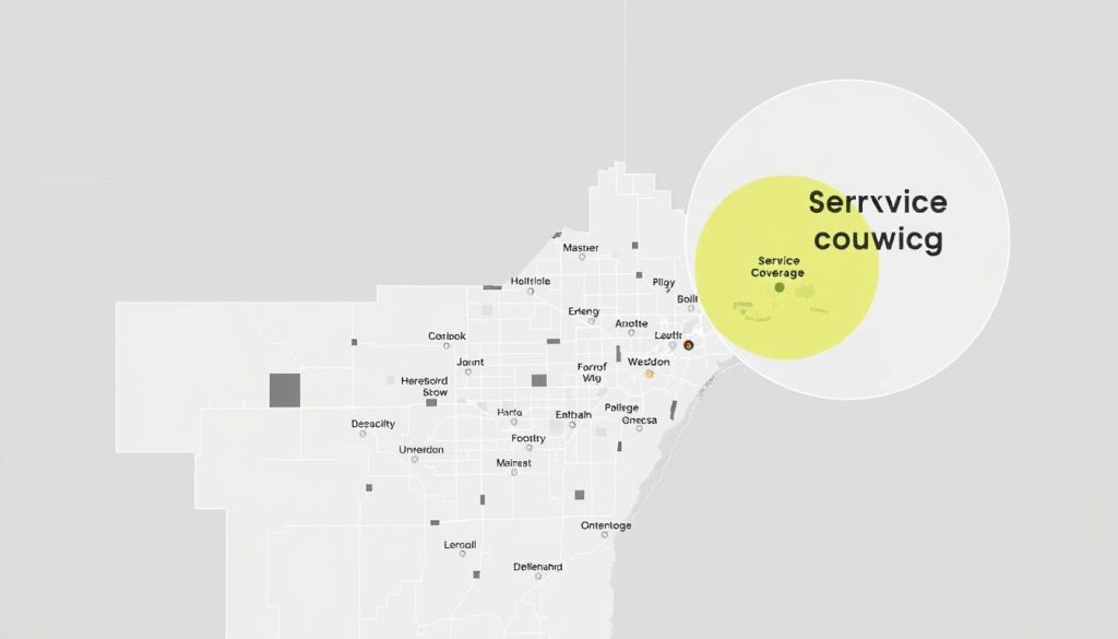 Map of Beloit, Wisconsin highlighting service coverage areas for auto lockout assistance