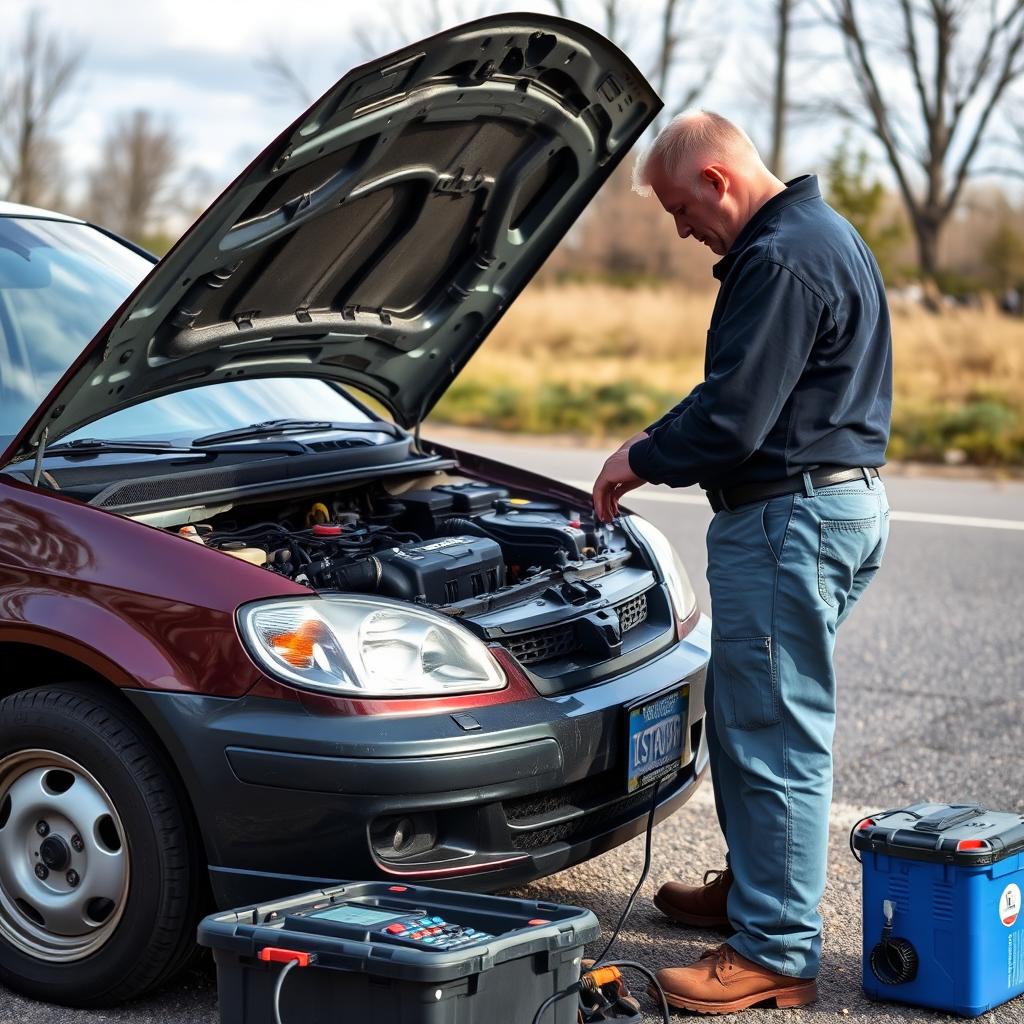 Mobile mechanic performing roadside repairs in Farmington