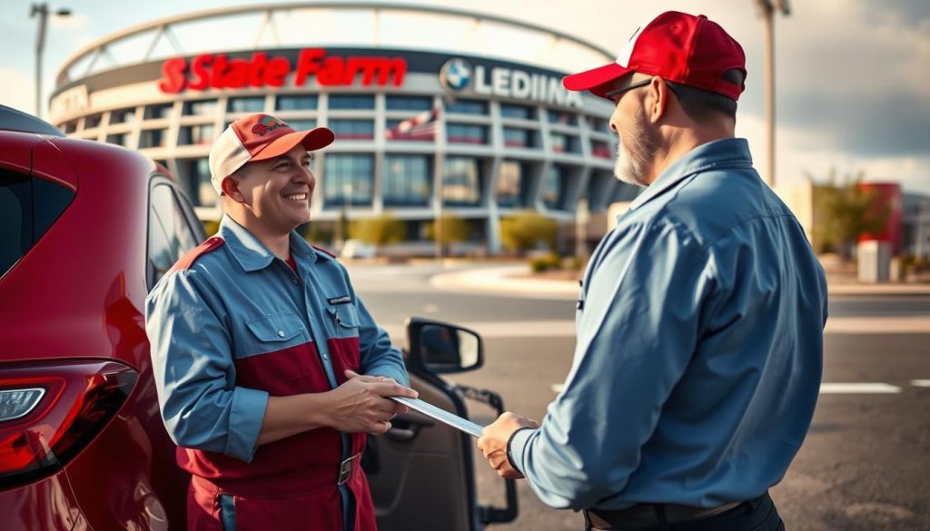 Professional roadside assistance technician helping customer in Glendale, Arizona