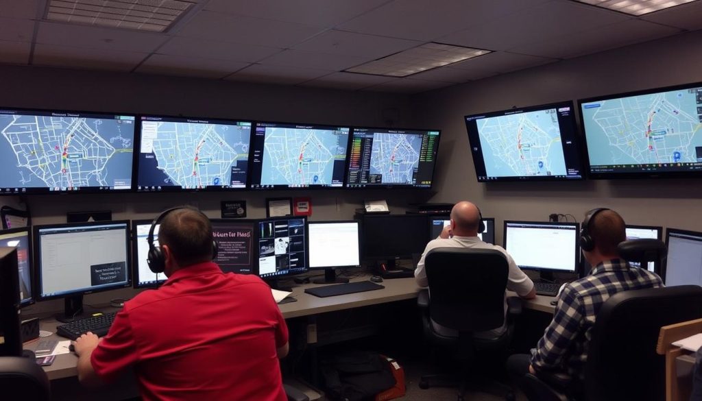 Roadside assistance dispatch center coordinating help for Terre Haute motorists