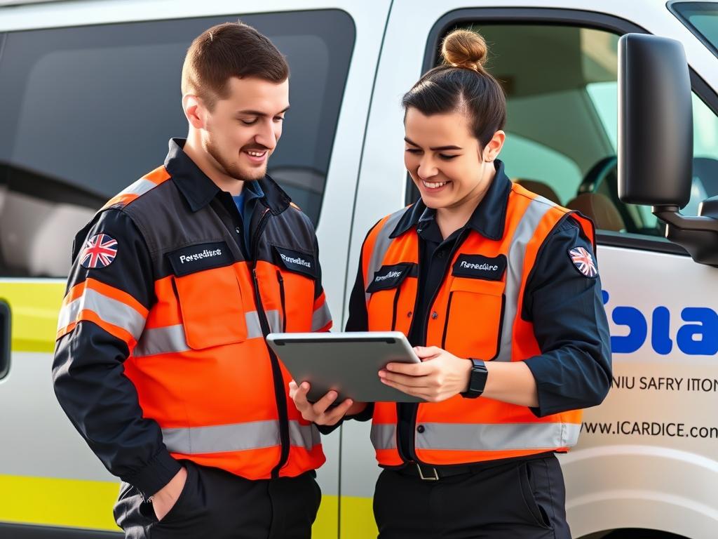 Roadside assistance professionals discussing career advancement opportunities