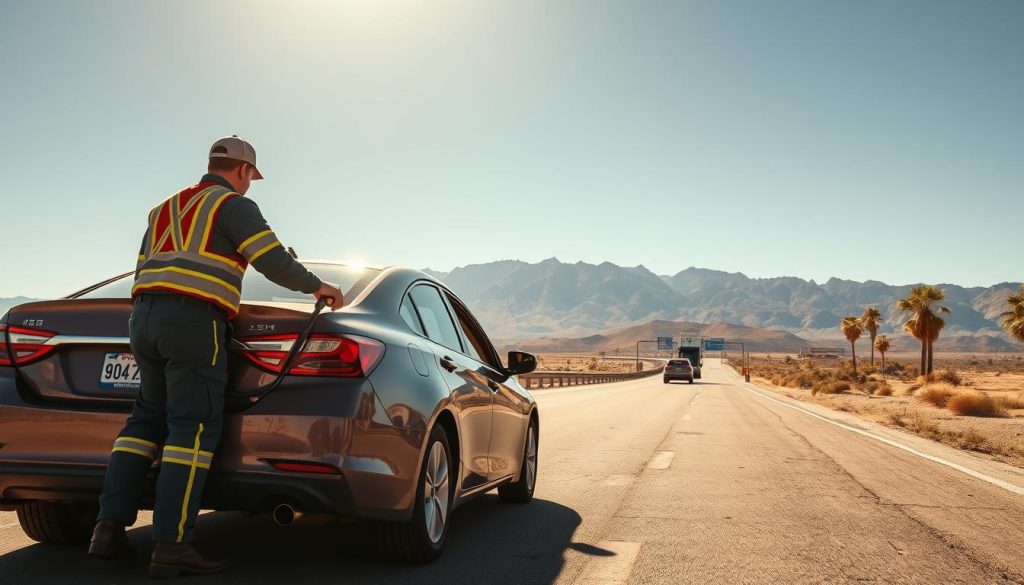 Roadside assistance providing fuel delivery in Palm Desert, California