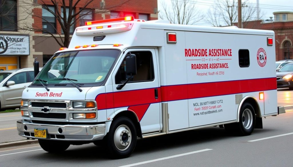 Roadside assistance service vehicle ready to help in South Bend, Indiana