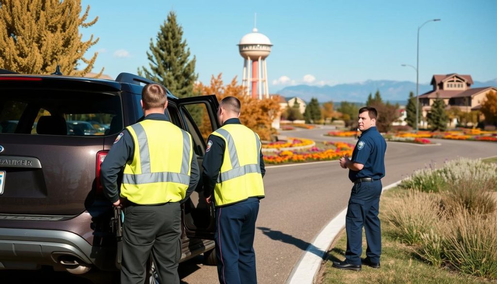 Roadside assistance team helping a driver near Thanksgiving Point in Lehi, Utah