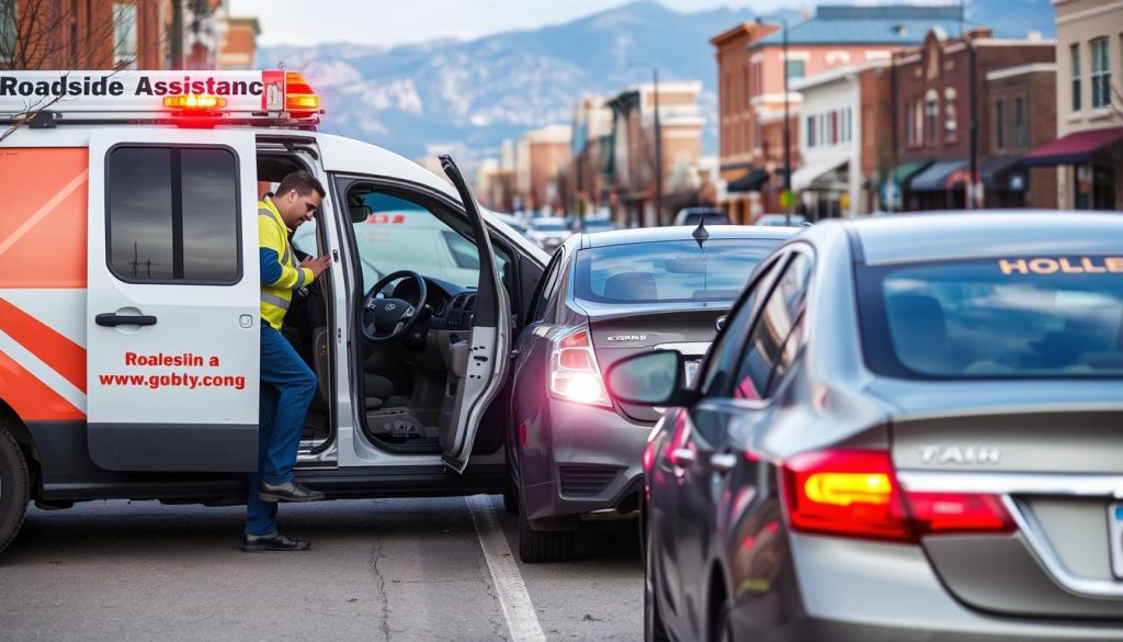 Roadside assistance technician arriving to help a stranded motorist in Lehi