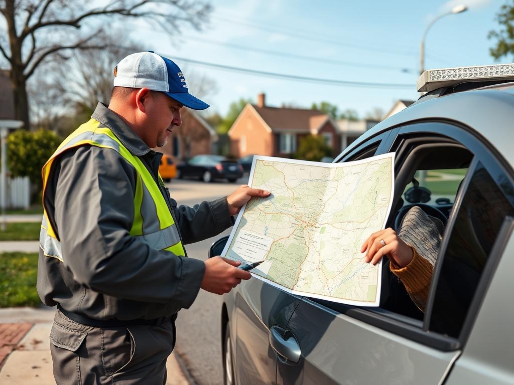 Roadside assistance technician with local Raleigh, North Carolina knowledge helping a stranded motorist