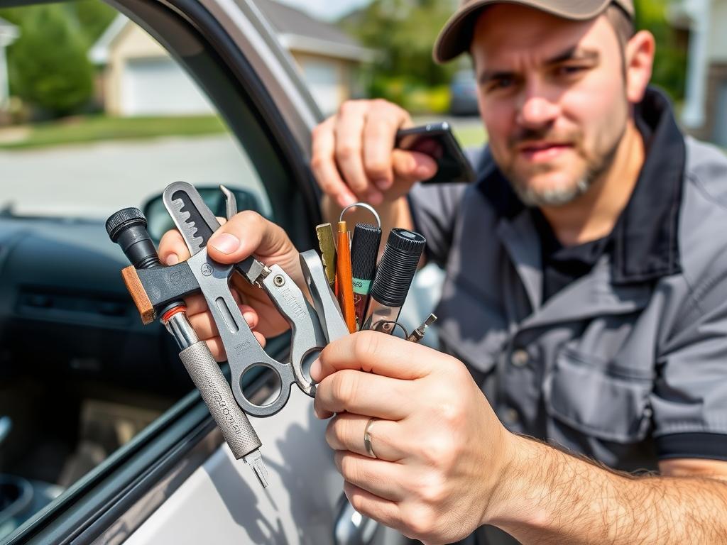 Technician demonstrating auto lockout tools and techniques in Beloit, Wisconsin
