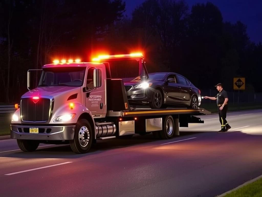 Tow truck providing roadside assistance in Lee's Summit, Missouri