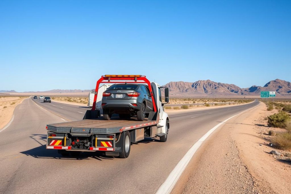 Tow truck providing roadside assistance in Yuma, Arizona