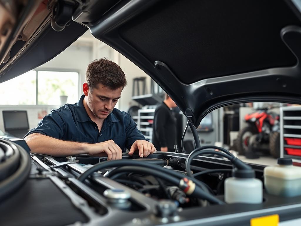 Vehicle cooling system maintenance being performed in Lombard